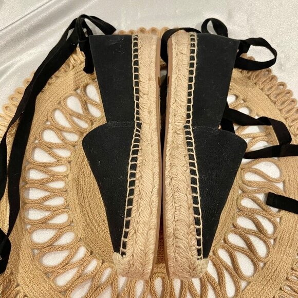 J Crew Black Canvas Espadrille Flats Size 9.5 AX894 - Picture 5 of 11